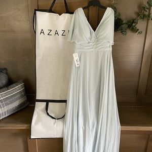 Azazie brand “Pamela” bridesmaid/evening dress in color “Mist”, size 12